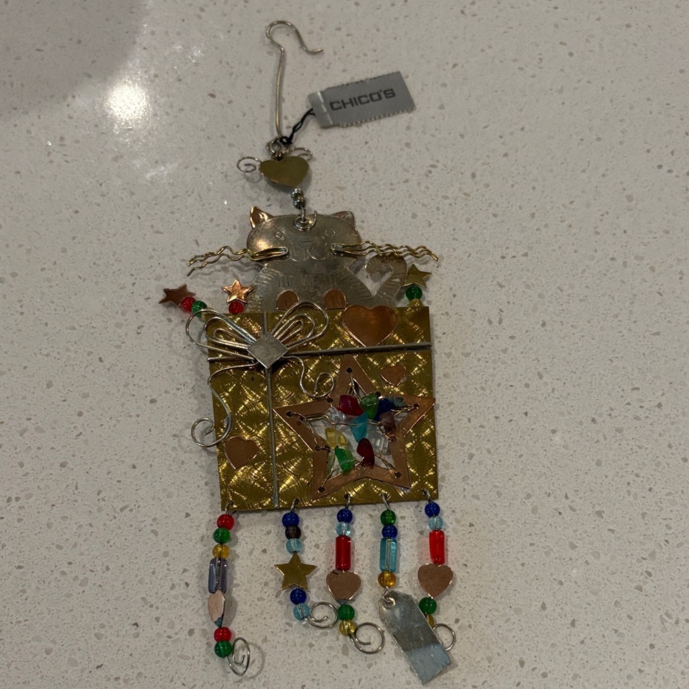 Chico's Gold and Silver cat Ornament